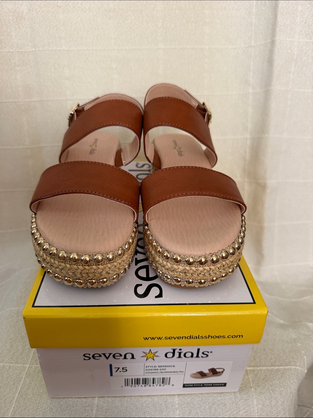 Seven Dials Brown Platform Espadrille Sandals with Gold Trim